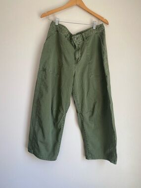 GAP olive night green barrel jeans size 14 petite